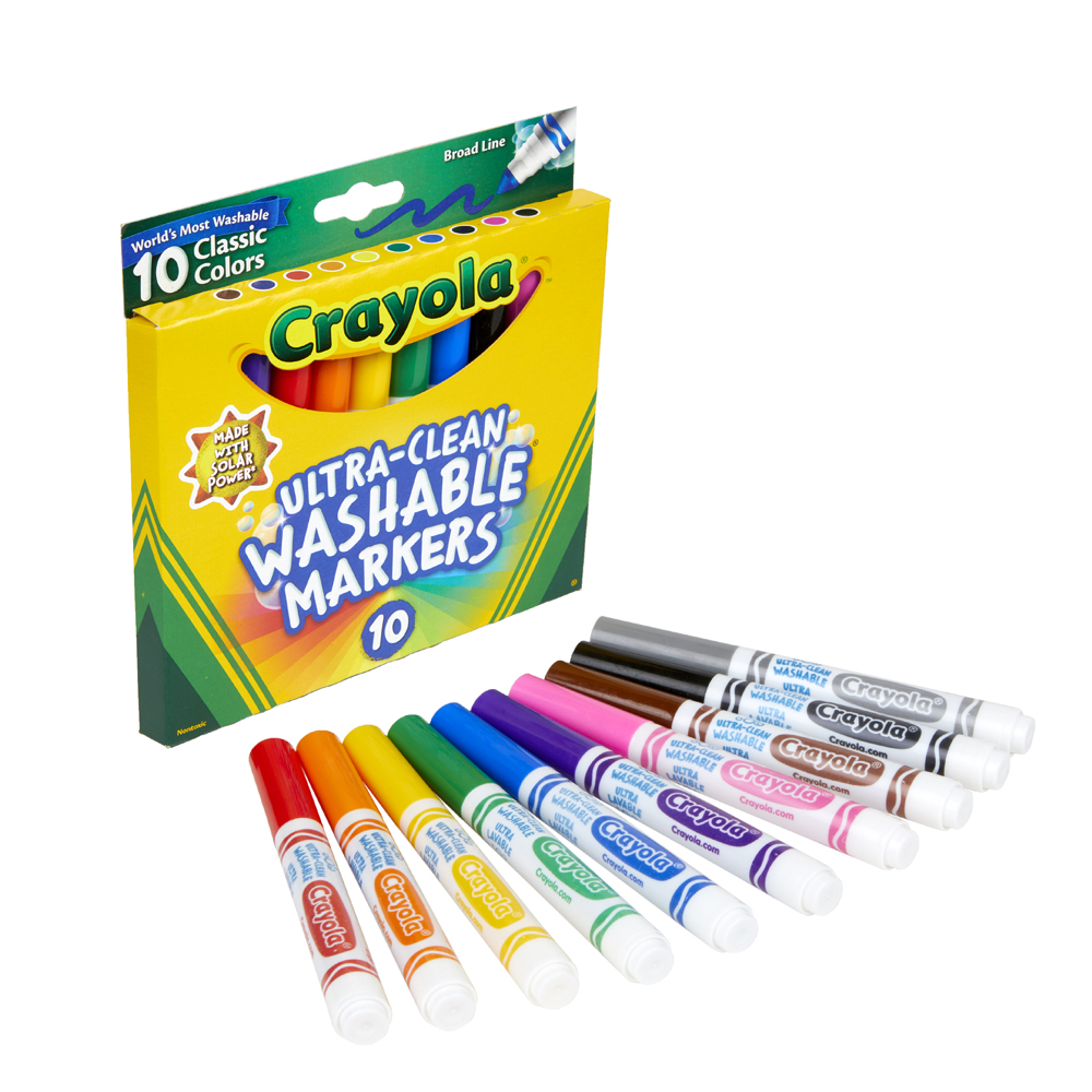 كرايولا - أقلام تلوين كلاسيكية عريضة قابلة للغسل - 10 قطع