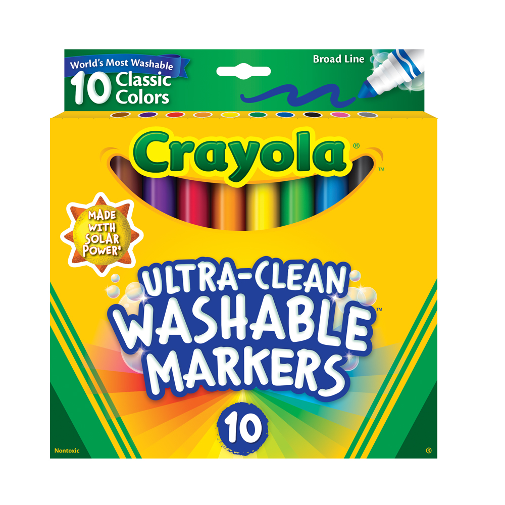 كرايولا - أقلام تلوين كلاسيكية عريضة قابلة للغسل - 10 قطع
