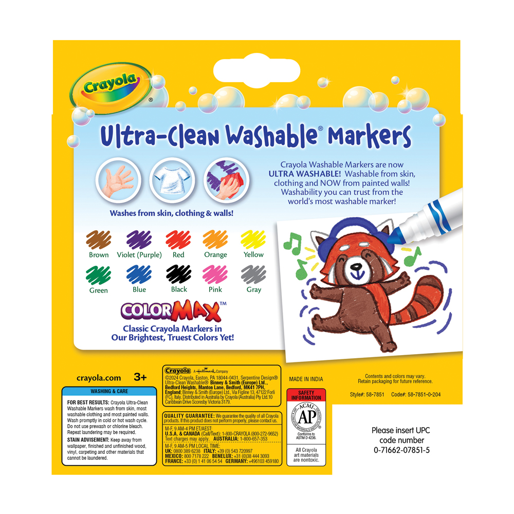 كرايولا - أقلام تلوين كلاسيكية عريضة قابلة للغسل - 10 قطع