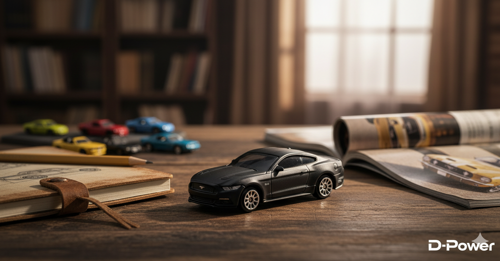 D-Power - Ford Mustang 2015 Diecast Mini Car 1:64 - Matte Black - 1pc