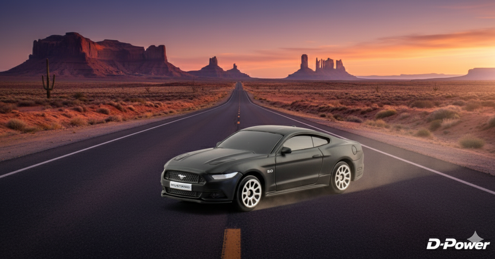 D-Power - Ford Mustang 2015 Diecast Mini Car 1:64 - Matte Black - 1pc