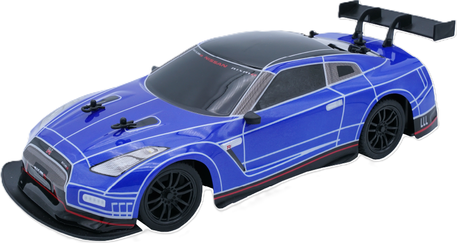 D-Power - 1:16 Nissan Gtr Rc Car With Vapor Exhaust Effect - 2.4ghz Remote Control - For Kids Ages 6+