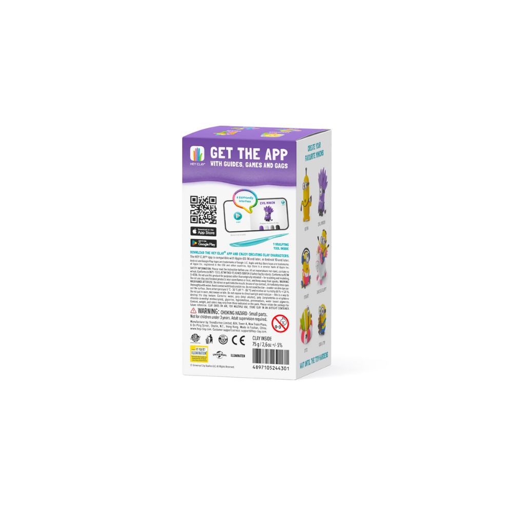 Hey Clay - Minions Evil Minion Colourful Modelling Air Dry Clay - 5pcs