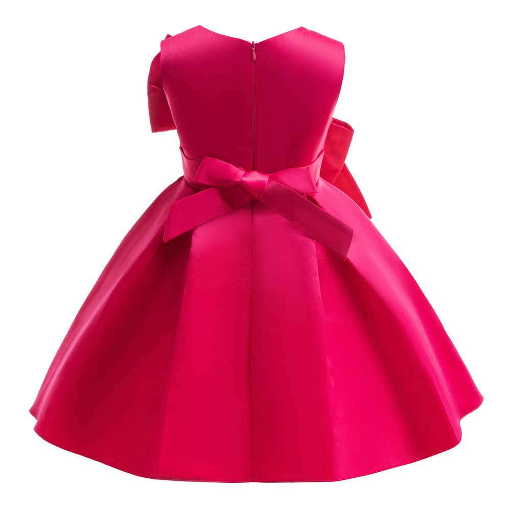 Sugar Rush - Girl's Solid A-line Dress - Fuchsia