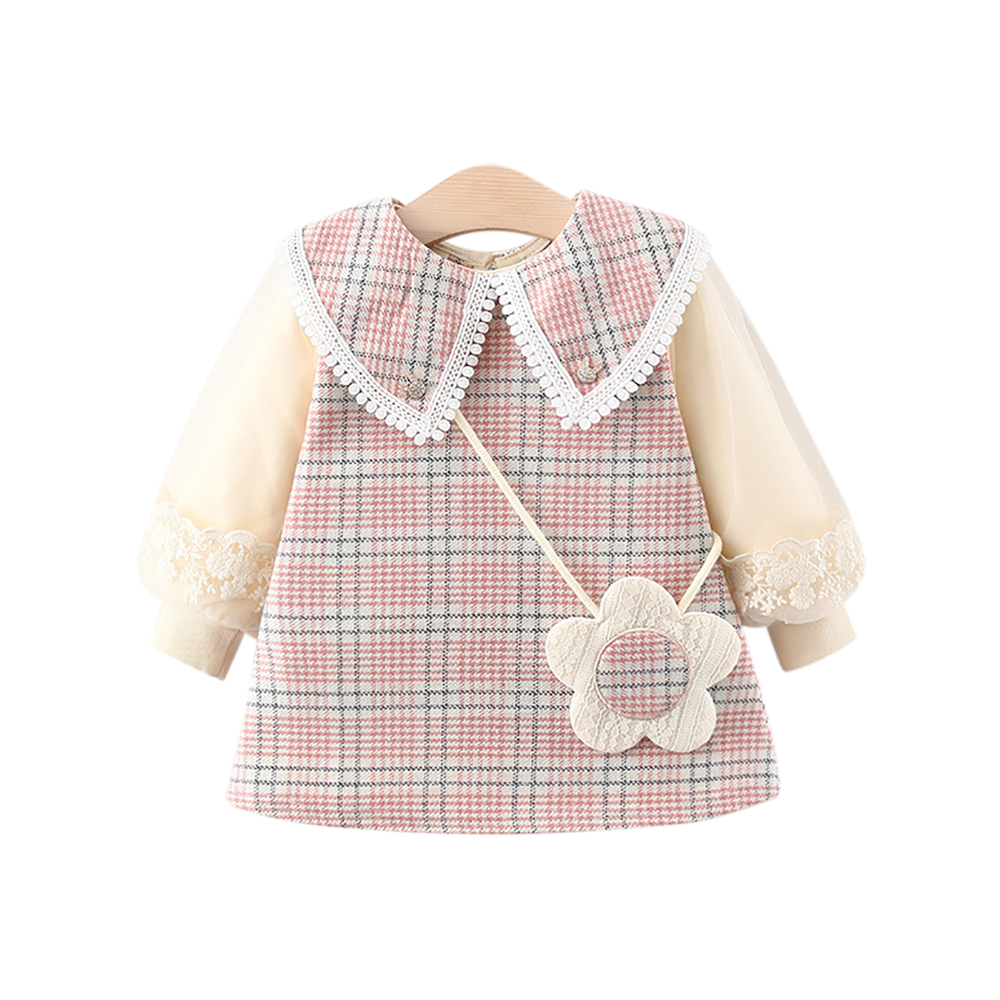 شوغر راش - فستان بقصة A - مربعات - زهري