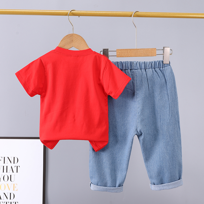 Sugar Rush - 2pc-Set - Boy's Printed T-Shirt And Trousers - Red/Blue