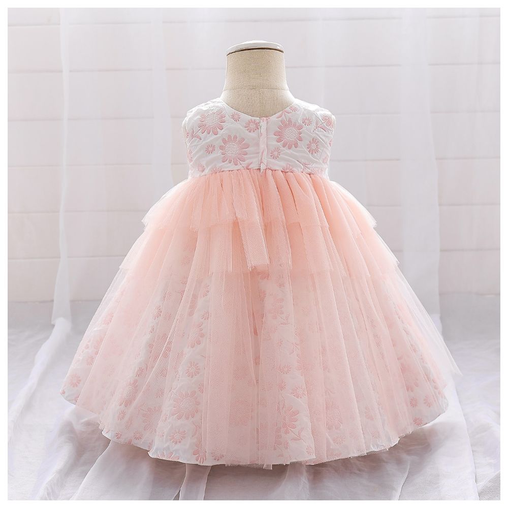 شوغر راش - فستان حفلات مورد مع فيونكة بدون أكمام - زهري