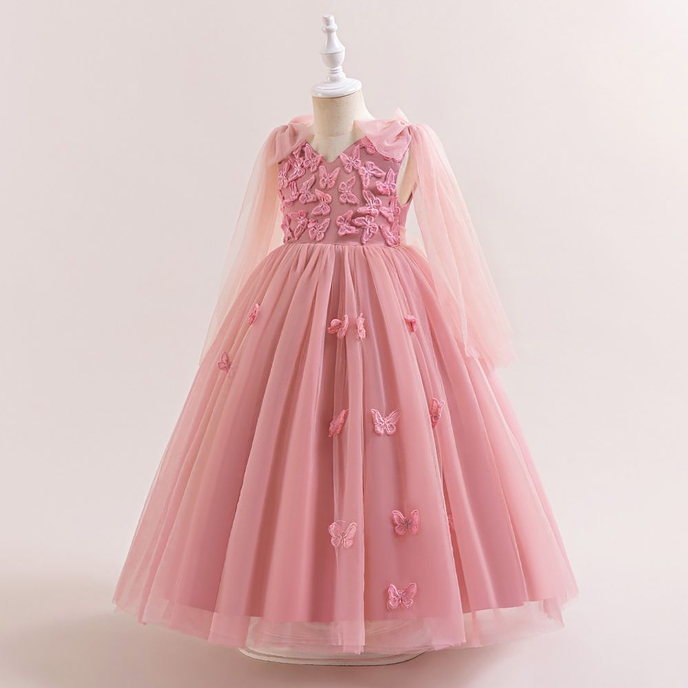 شوغر راش - فستان حفلات مطرز بياقة سبعة - زهري