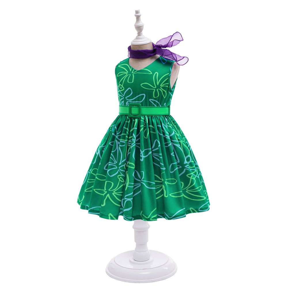 Sugar Rush - Printed Sleeveless Party Dress - Green