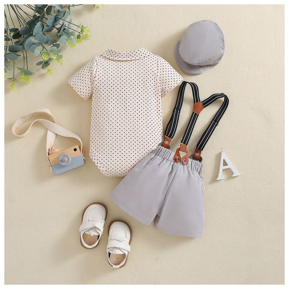 Sugar Rush - Printed Short Sleeves Combo Set - Khaki