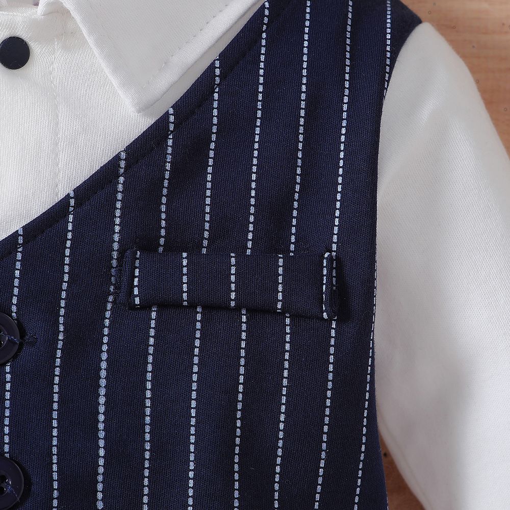 شوغر راش - أفرول مخطط كلاسيكي للأطفال - أزرق داكن