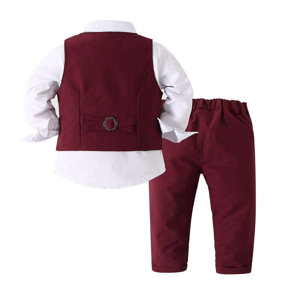 SUGAR RUSH - 4pc-Set - Classic Shirt, Waistcoat, Tie & Pants - Maroon