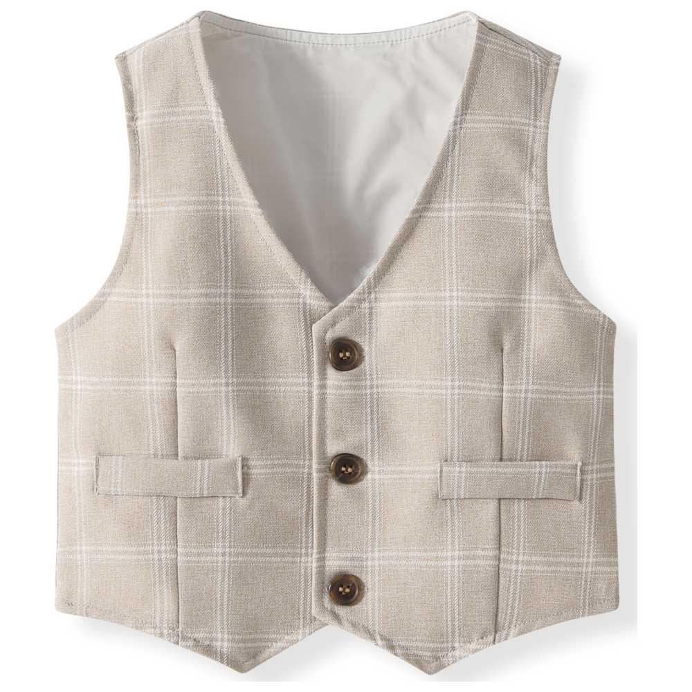 Sugar Rush - 4pc-Set - Classic Shirt, Waistcoat, Bowtie & Pants - Beige