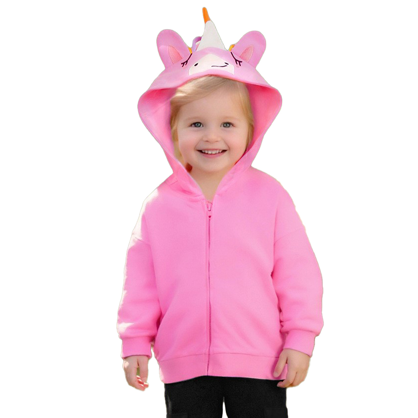 شوغر راش - جاكيت بناتي مطرز بأكمام طويلة وقبعة - وردي