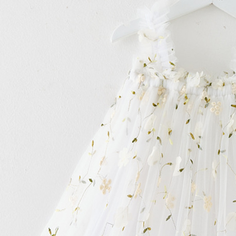 شوغر راش - فستان بأحزمة كتف رفيعة للبنات - أبيض