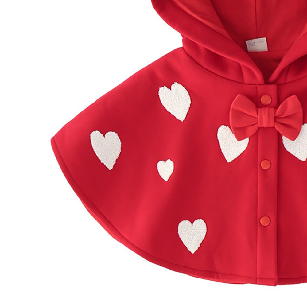 Sugar Rush - Babies Heart Printed Regular Full Sleeves Shrug - Red