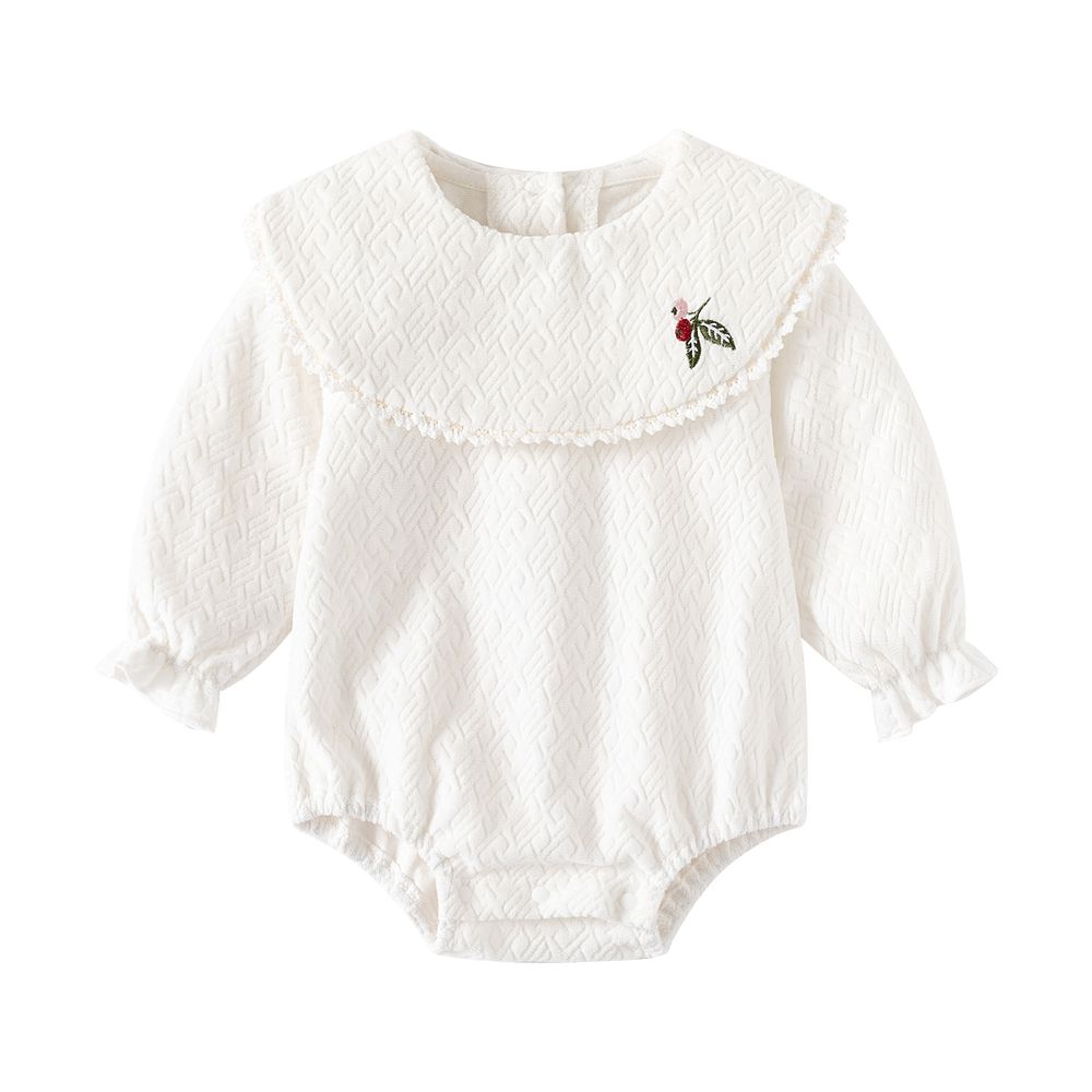 Sugar Rush - Solid Full Sleeves Romper - White