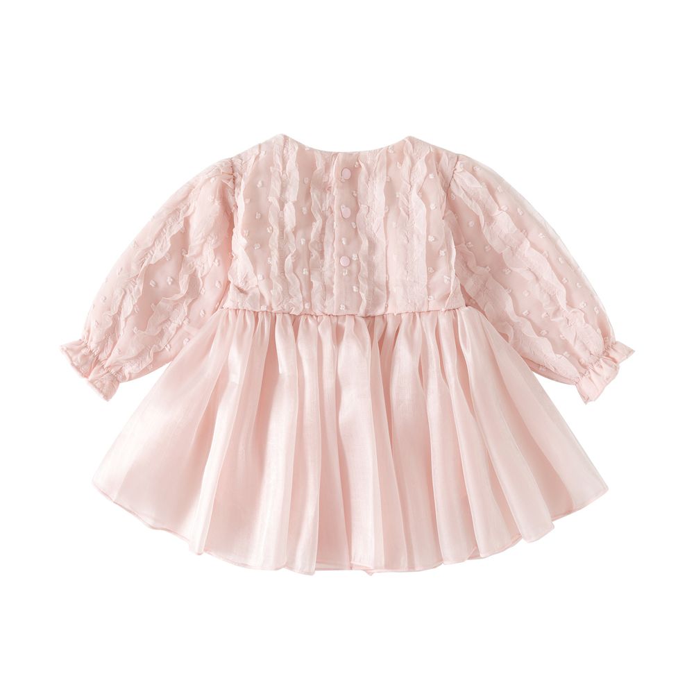 شوغر راش - طقم فستان حفلة بياقة مستديرة للبنات مع قبعة - زهري - عدد 2