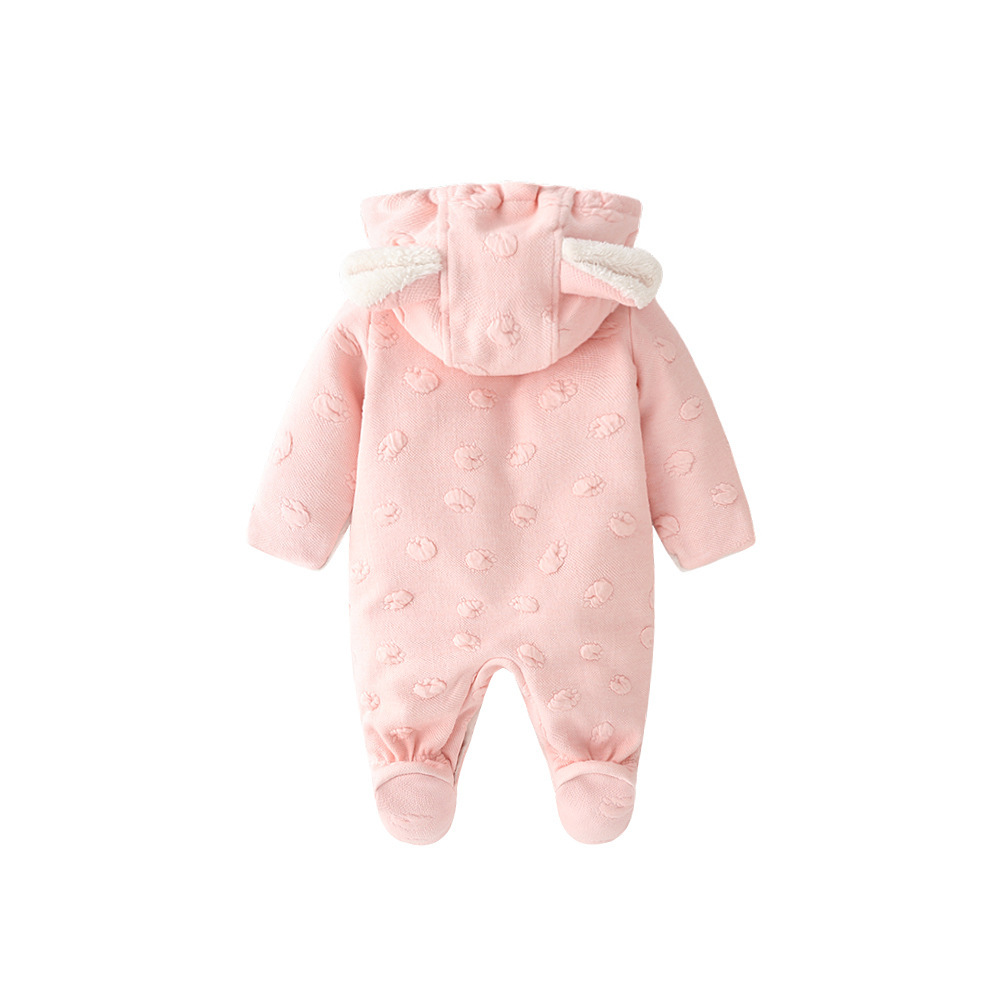 Sugar Rush - Baby Girls' Solid Hooded Romper - Pink