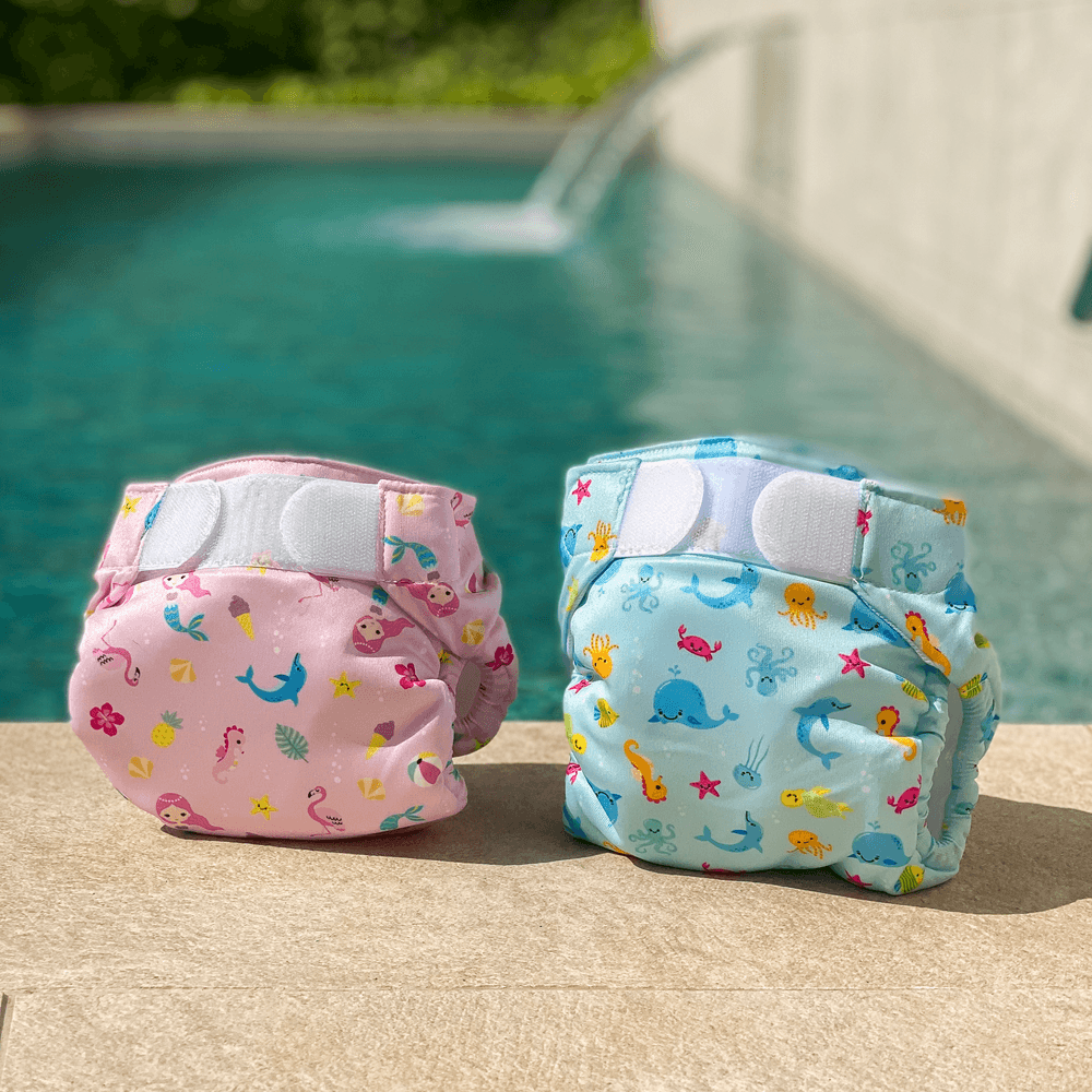 فريدز سويم أكاديمي - حفاض سباحة قابل لإعادة الاستخدام للأطفال - مقاس 1 - 4-9 كجم - أزرق