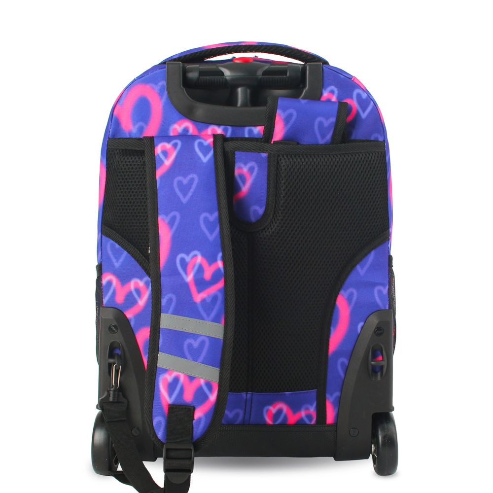 شنطة ظهر للأطفال بعجلات من J World - نيويورك صن رايز - رذاذ القلب - 18 إنش