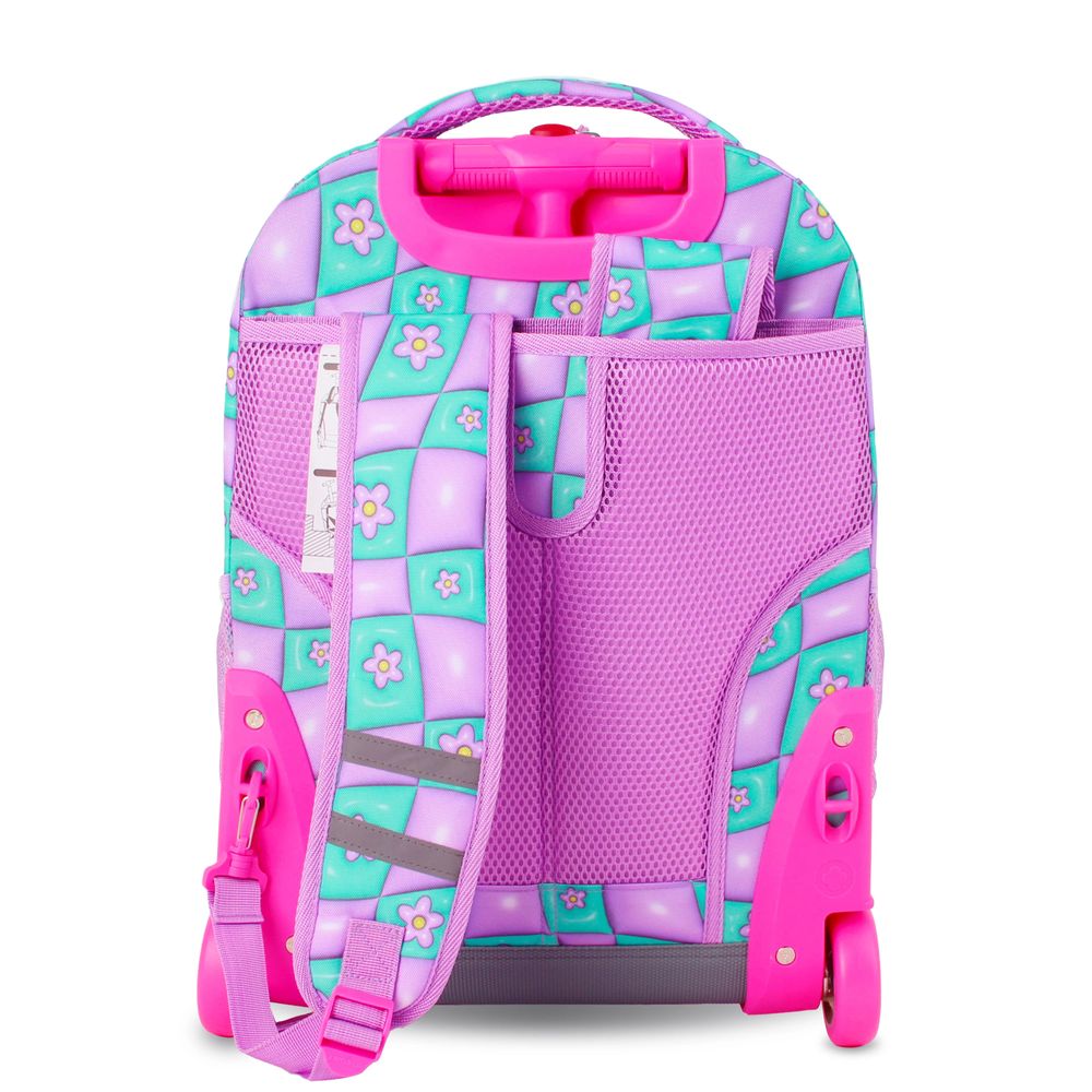 شنطة ظهر للأطفال بعجلات من J World - نيويورك صن رايز - زهرة منتفخة - 18 إنش