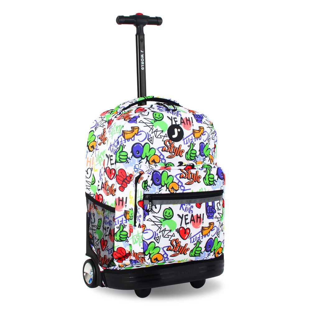 شنطة ظهر للأطفال بعجلات من J World - نيويورك صن رايز - فن الشارع - 18 إنش