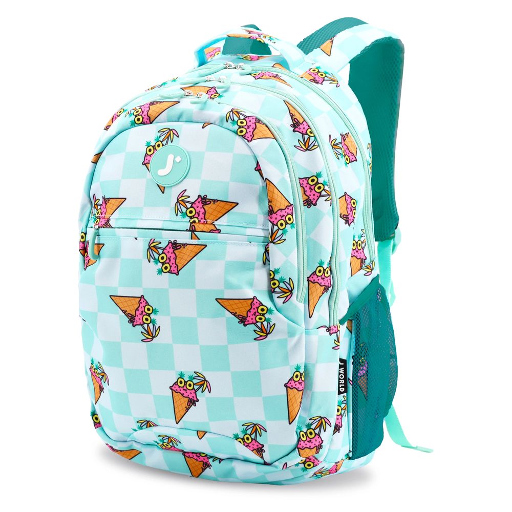 شنطة ظهر كورنيليا للكمبيوتر المحمول من جيه وورلد - نيويورك، للجنسين - بتصميم مخروطي ثلجي - مقاس 18 إنش