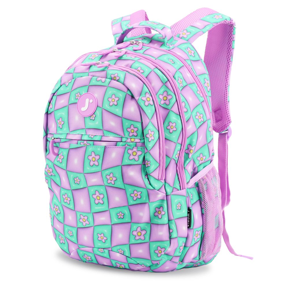 شنطة ظهر كورنيليا للكمبيوتر المحمول من جيه وورلد - نيويورك، للجنسين - للبالغين - بنقشة زهرة منتفخة - مقاس 18 إنش