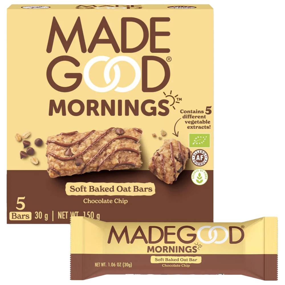 ميد غود – ألواح شوفان مخبوزة طريّة بنكهة رقائق الشوكولاتة – عدد 5 – 150غ