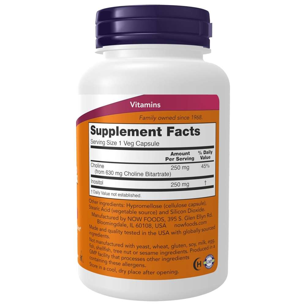 Now Foods - Choline & Inositol Veg Capsules - 100 Pcs