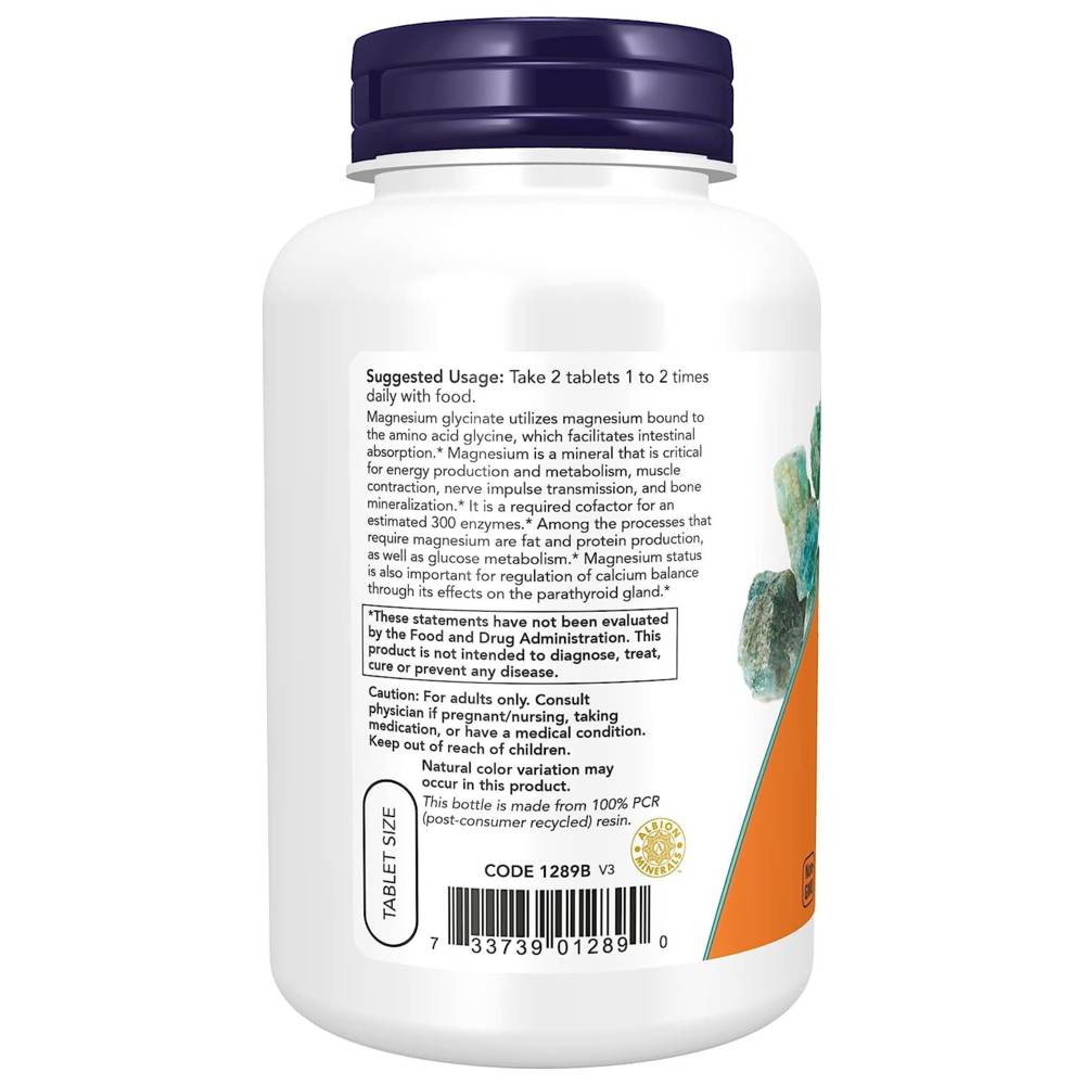 Now Foods - Magnesium Glycinate Vegan Tablets - 180 Pcs