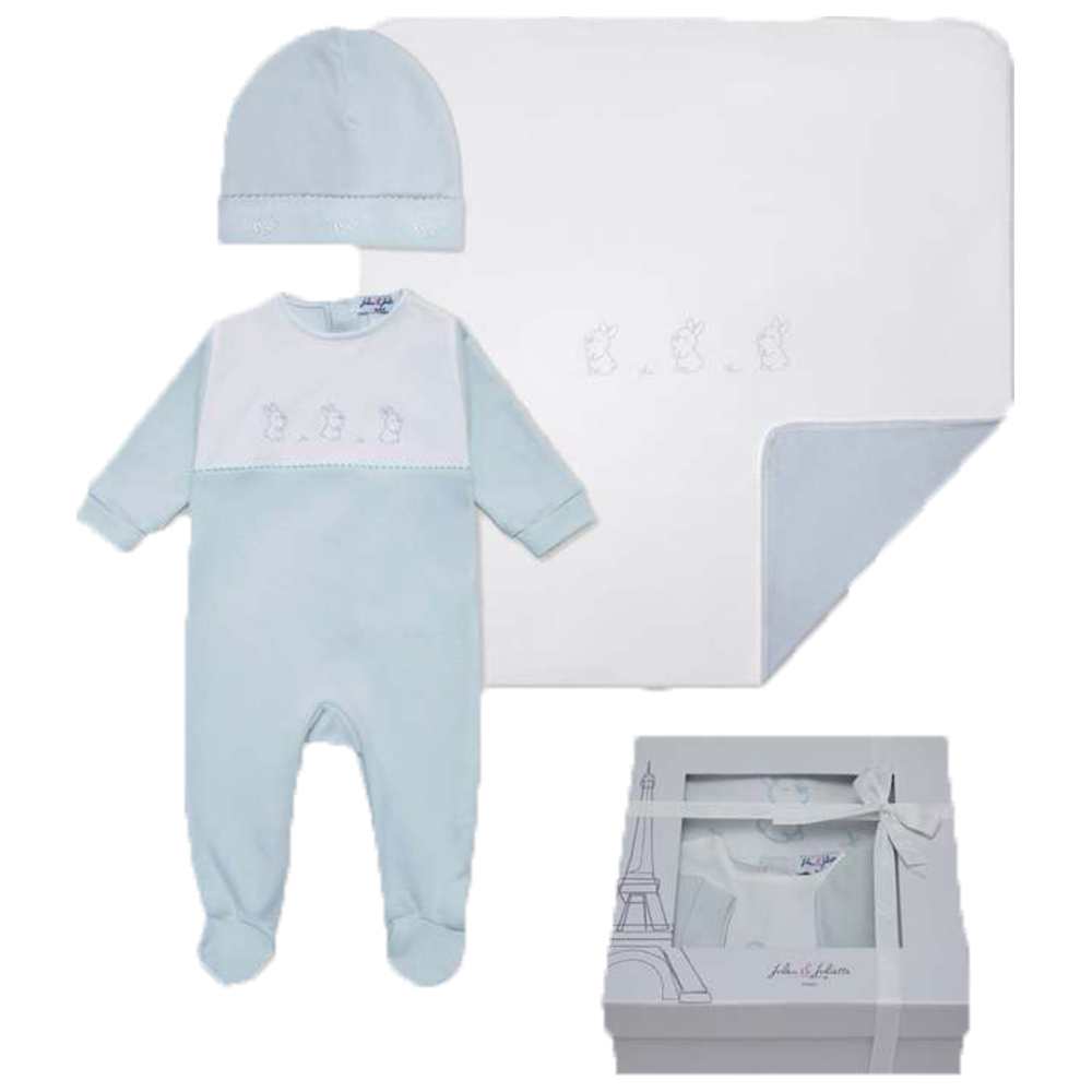 جولز & جولييت - طقم مجموعة هدية للأطفال بتصميم الأرنب - بيجاما وبطانية وقبعة - 3 قطع