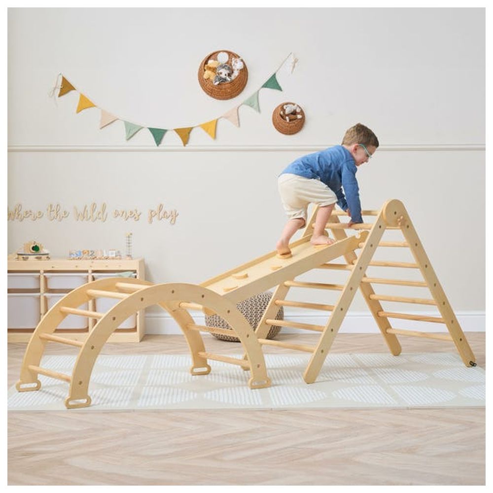 توتي بامبيني - إطار تسلق بيكلر 3 في 1 مع جدار تسلق - طبيعي