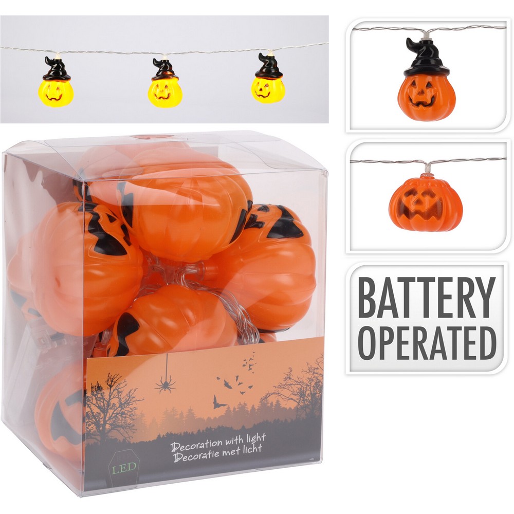 Koopman - Halloween Pumpkin Garland With 10 LED Lights