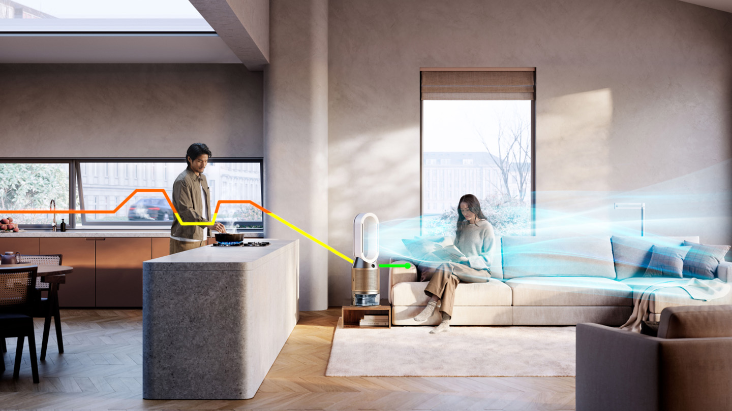 دايسون - جهاز ترطيب وتبريد الهواء بي أتس2 دي-نوكس - أبيض/ذهبي