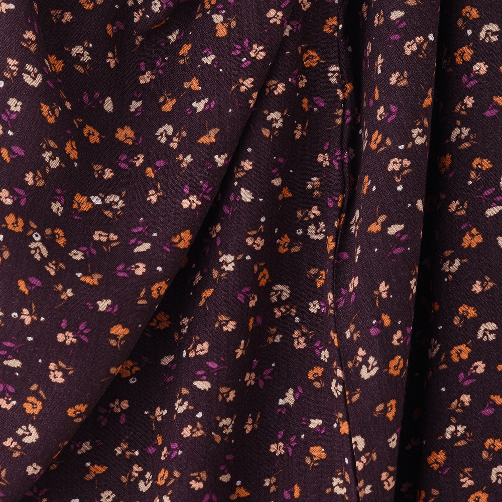 Jelliene - Girls' Floral Print Viscose Maxi Skirt - Dark Purple