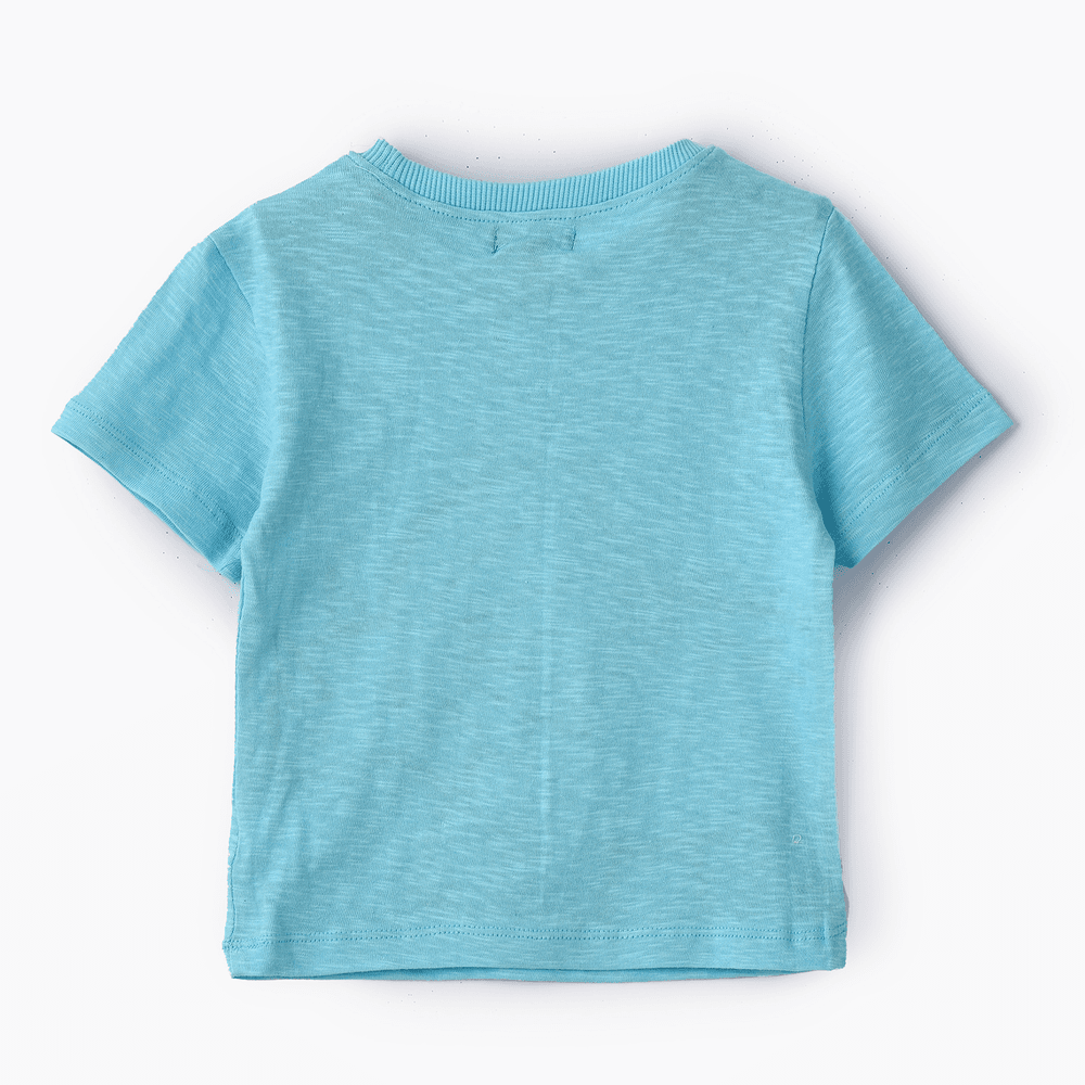 Jam - Boy's Knit Cotton Dinosaur Print T-Shirt - Sky Blue