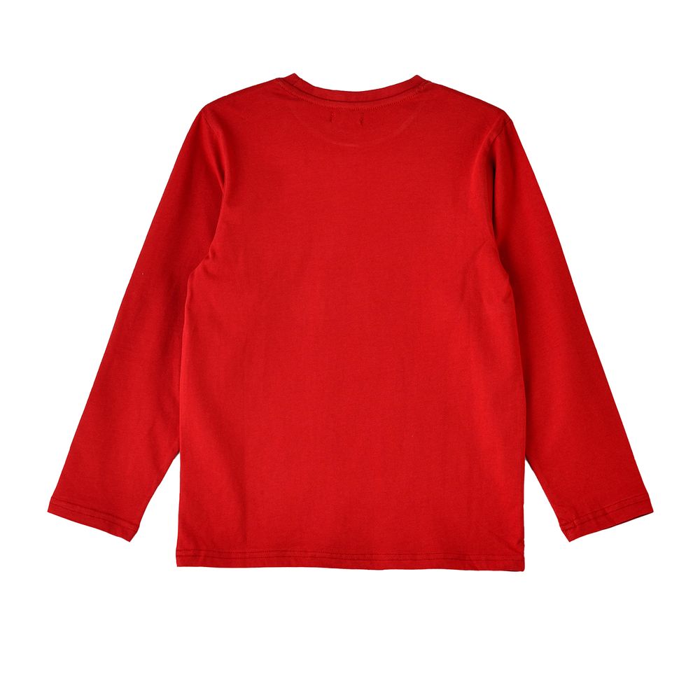 جام - تي شيرت جرافيكي ولادي بأكمام طويلة - أحمر