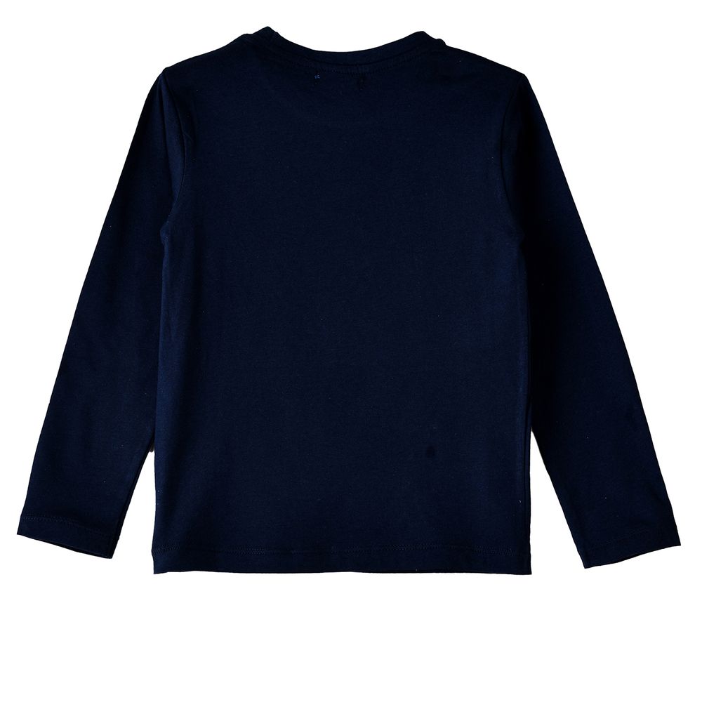 جام - تي شيرت ولادي بأكمام طويلة برسمة تي ريكس - كحلي