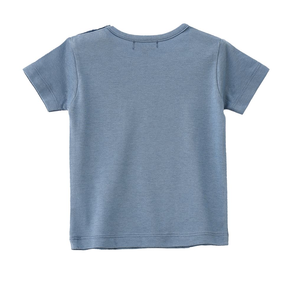 تي شيرت قطن برسمة نمر مغامر للأولاد - رمادي