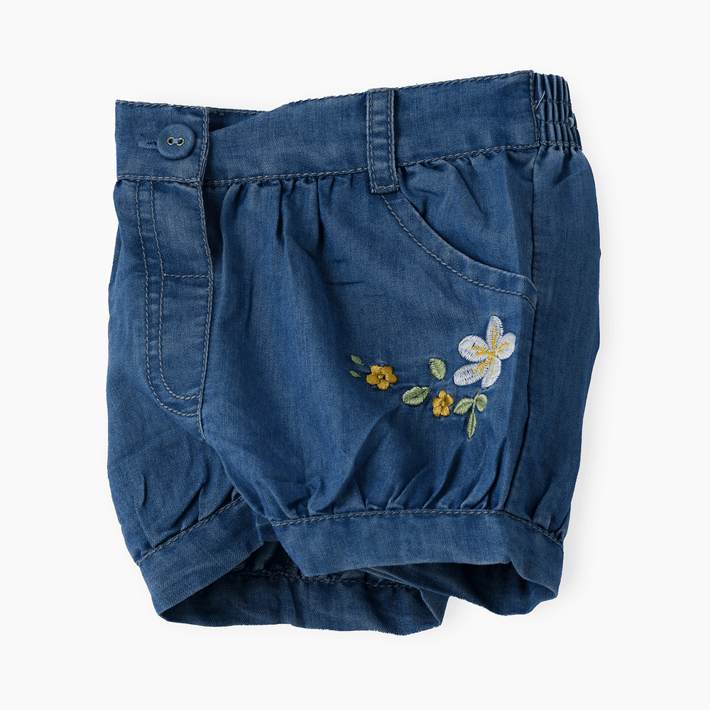 Jelliene - Girl's Embroidered Bubble Shorts - Blue