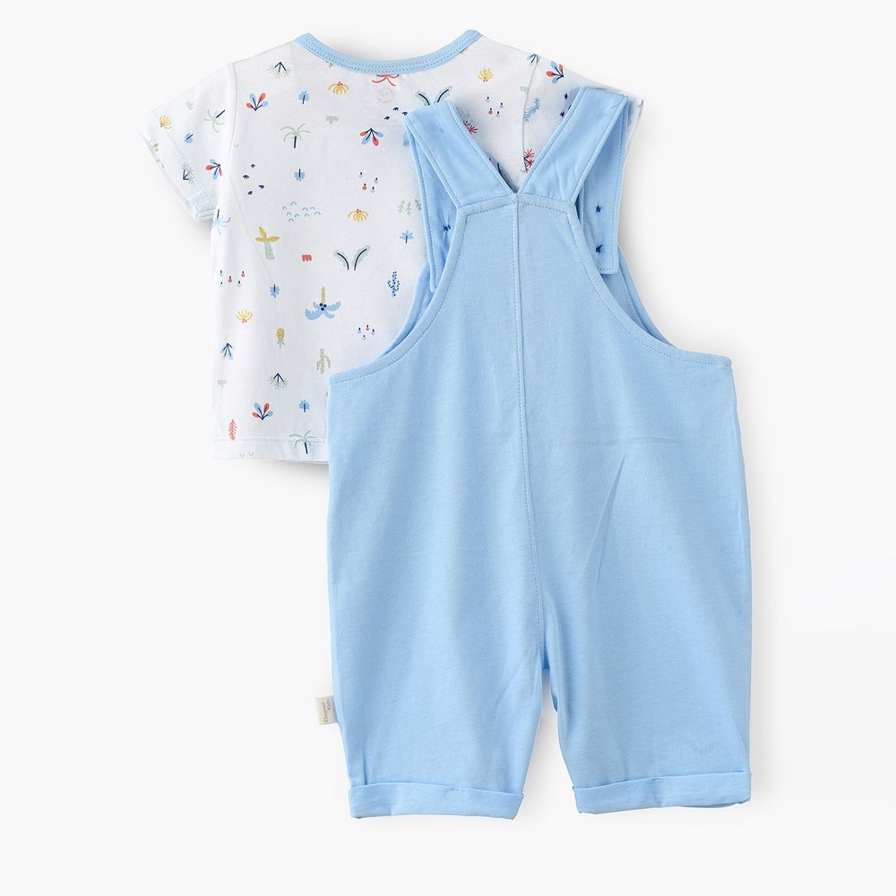 Elegant Kids - Boys' Cotton Romper & Printed T-Shirt Set - Light Blue