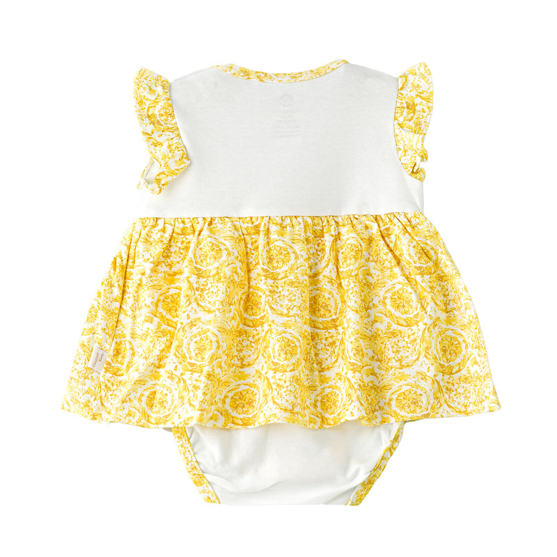 Elegant Kids - Baby Girl's Printed Princess Dress Bodysuit - Yellow