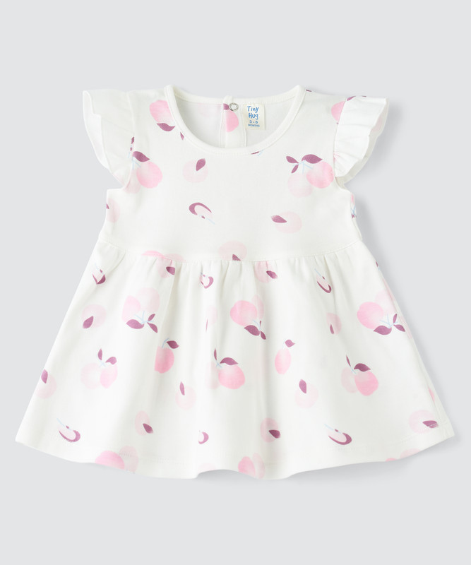 Tiny Hug - Baby Girl's Fruit Printed Dress - White