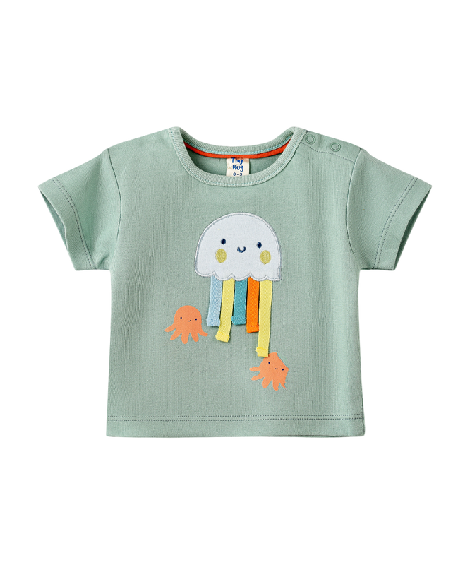 Tiny Hug - Baby Boy's Printed T-Shirt - Teal