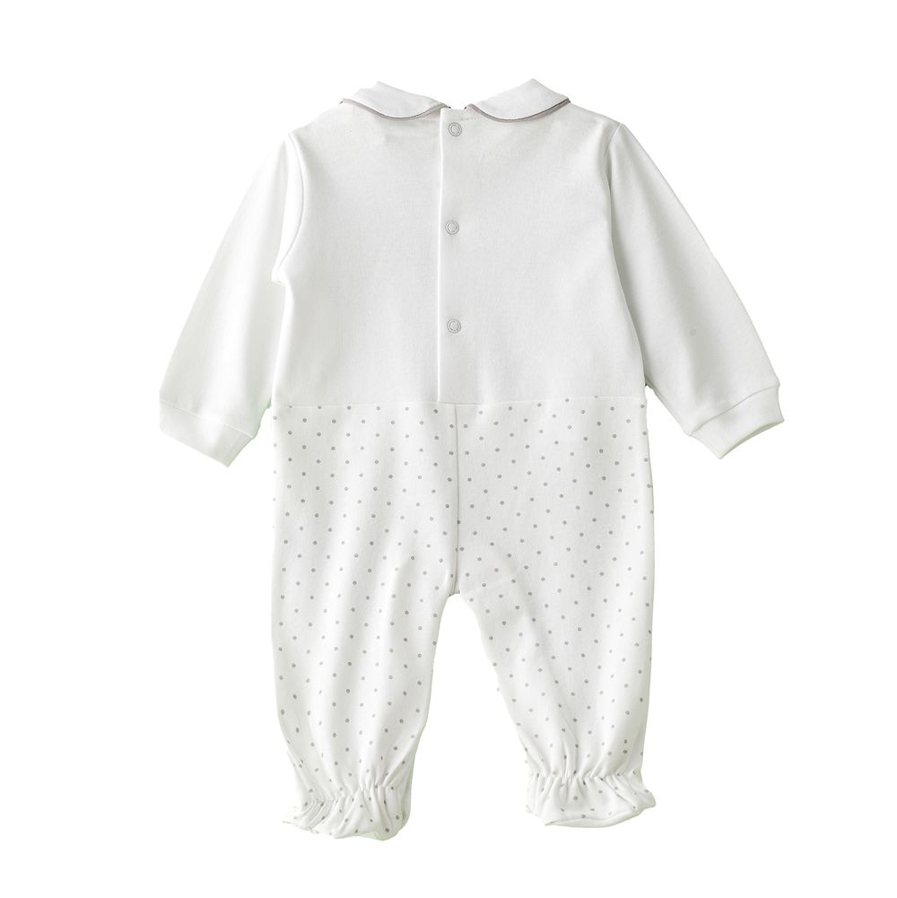 Tiny Hug - Baby Girl Glittering Coverall - White