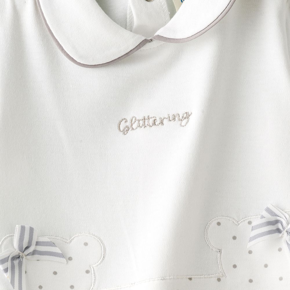 Tiny Hug - Baby Girl Glittering Coverall - White