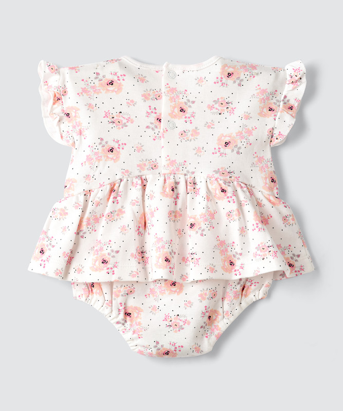 Tiny Hug - Floral Print Baby Girls Dress - Multicolor