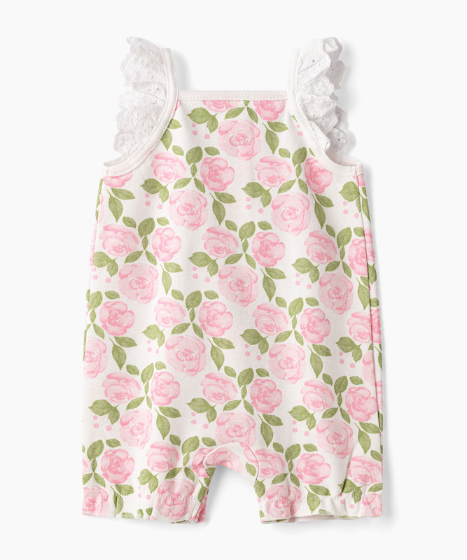 Tiny Hug - Baby Girl's Floral Printed Romper - Peach